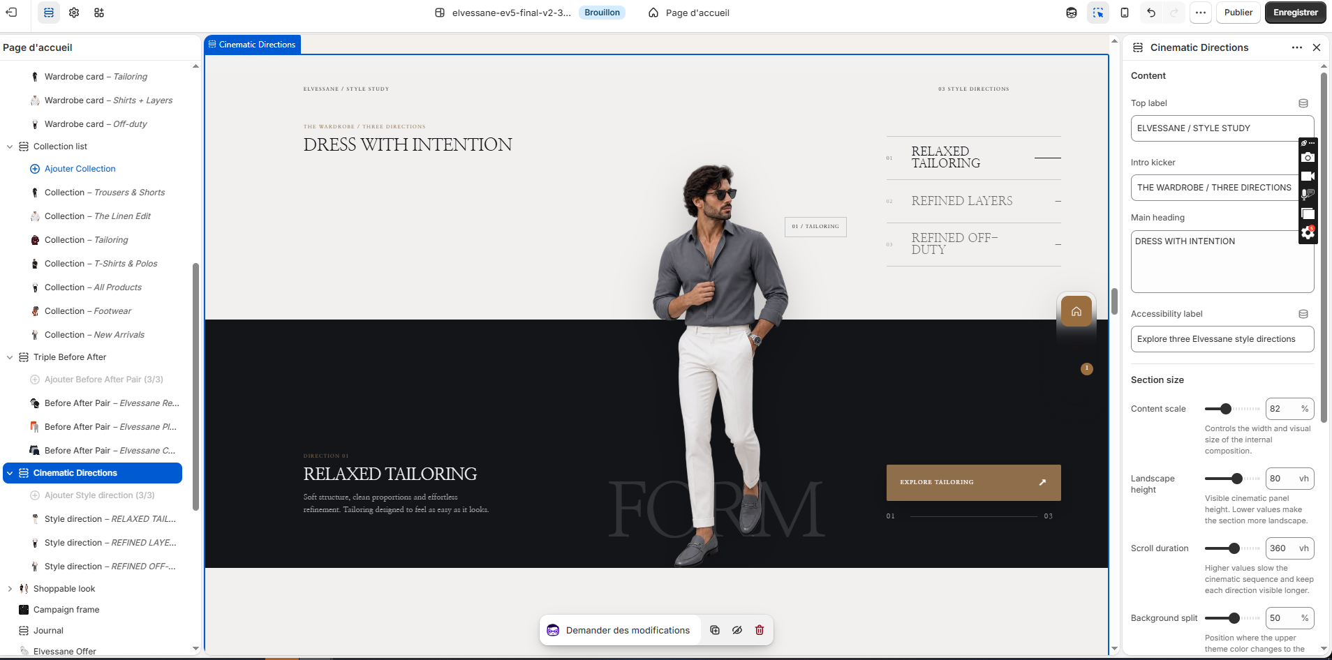 Cinematic Directions in the Shopify Theme Editor