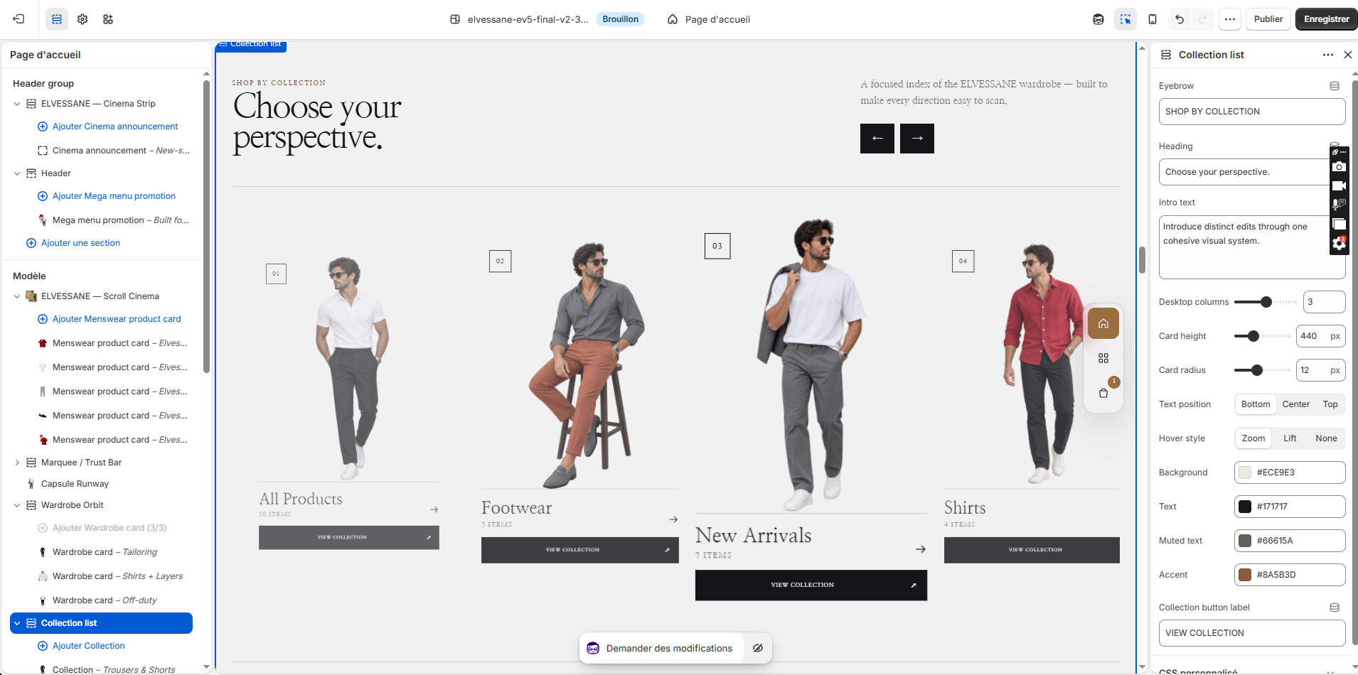 Collection List in the Shopify Theme Editor