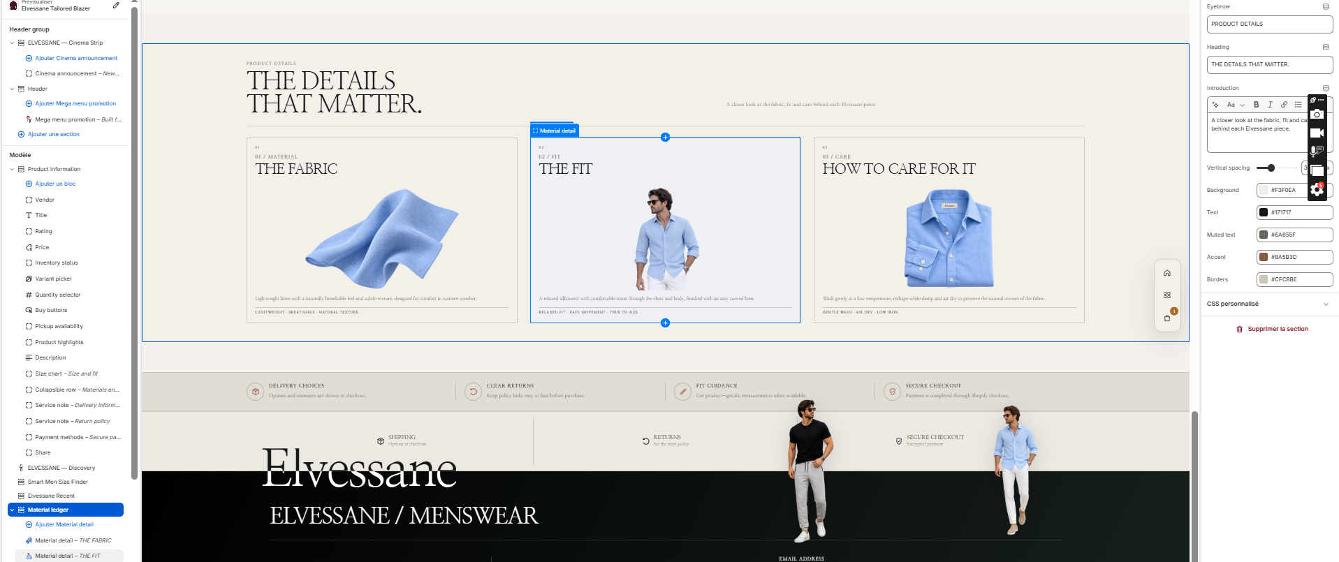 Material Ledger in the Shopify Theme Editor
