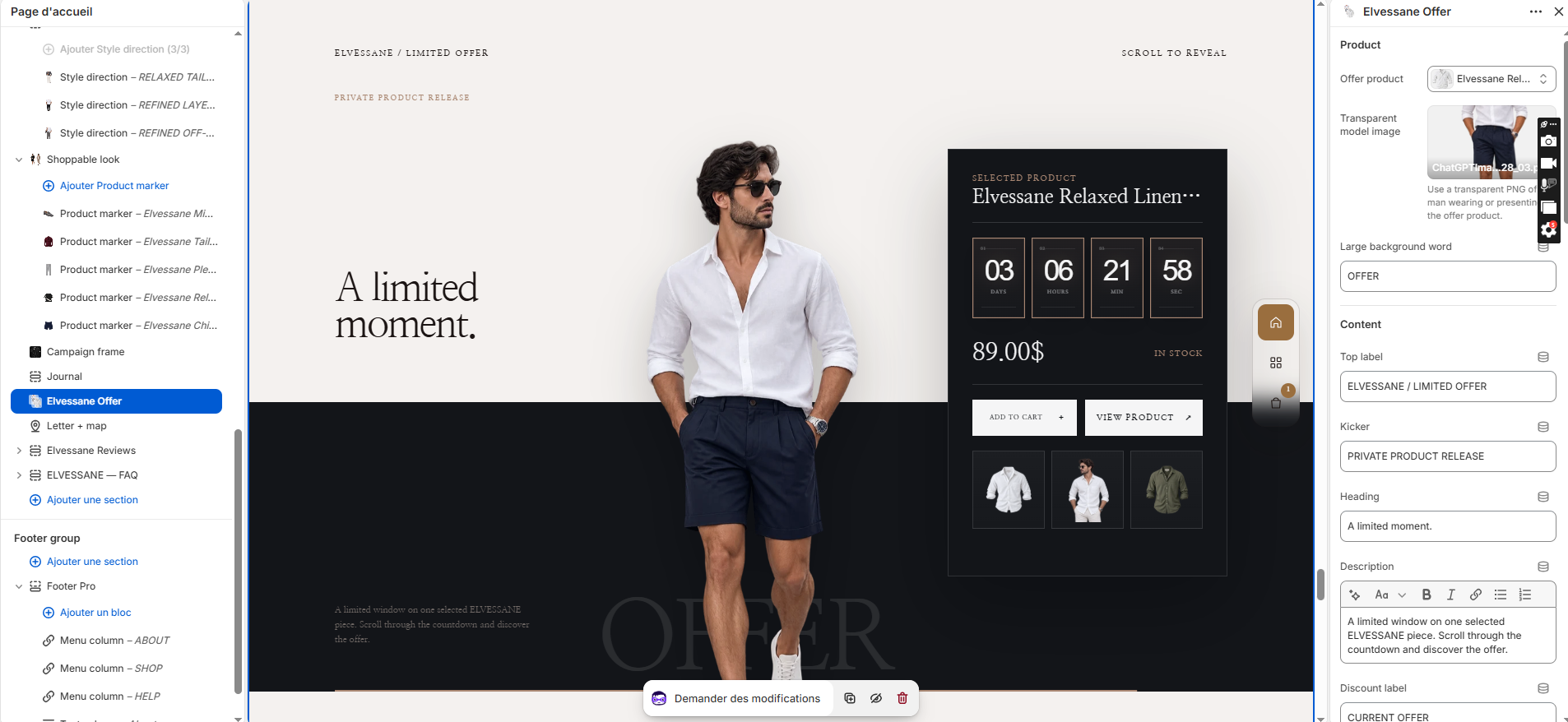 Limited Offer in the Shopify Theme Editor