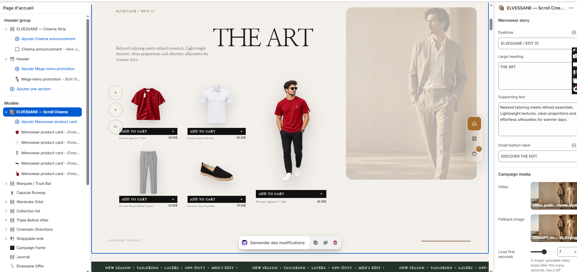 Scroll Cinema in the Shopify Theme Editor