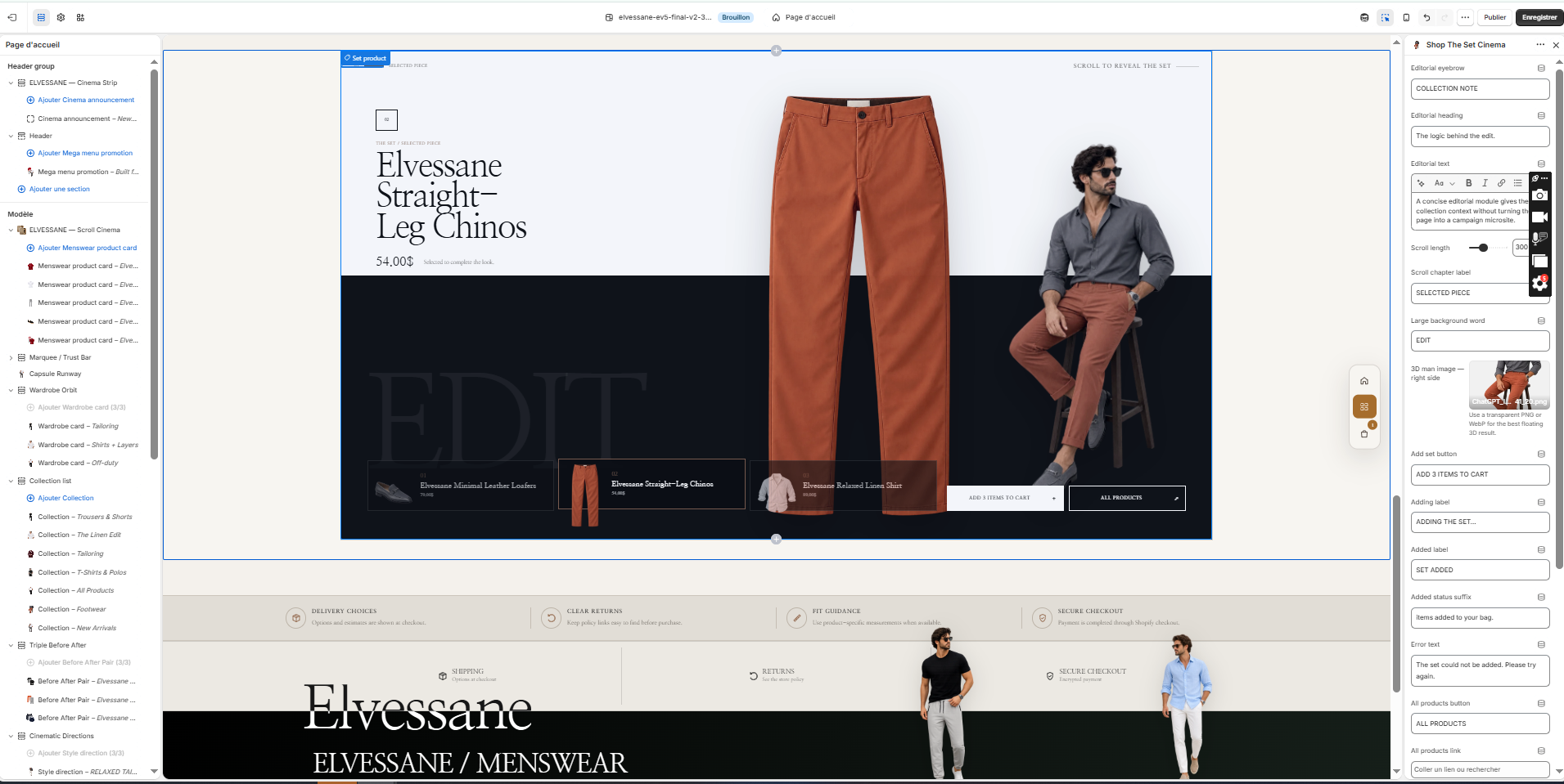 Shop The Set Cinema in the Shopify Theme Editor