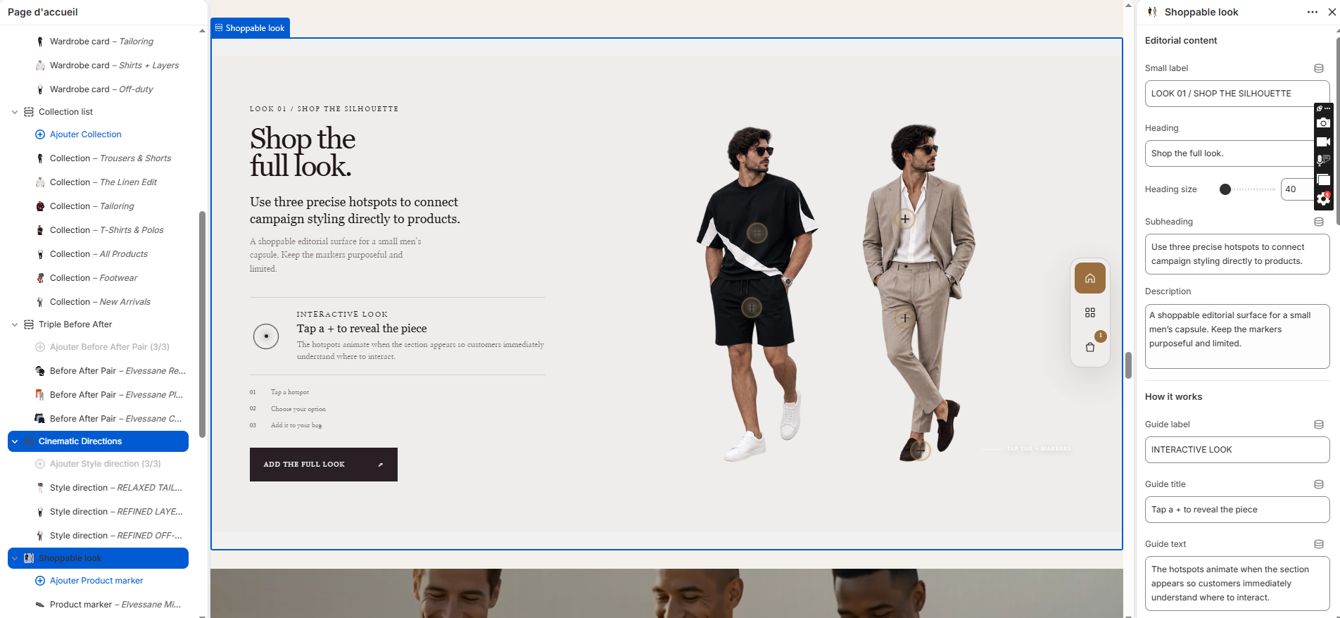 Shoppable Look in the Shopify Theme Editor