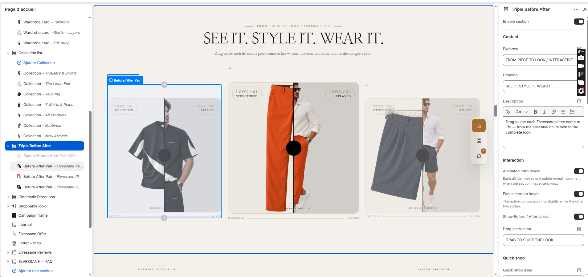 Triple Before After in the Shopify Theme Editor